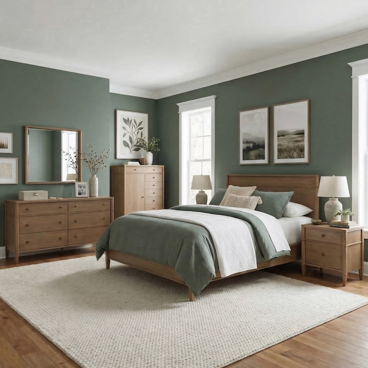 Whitmore Dresser in Claystone — in a bedroom setting