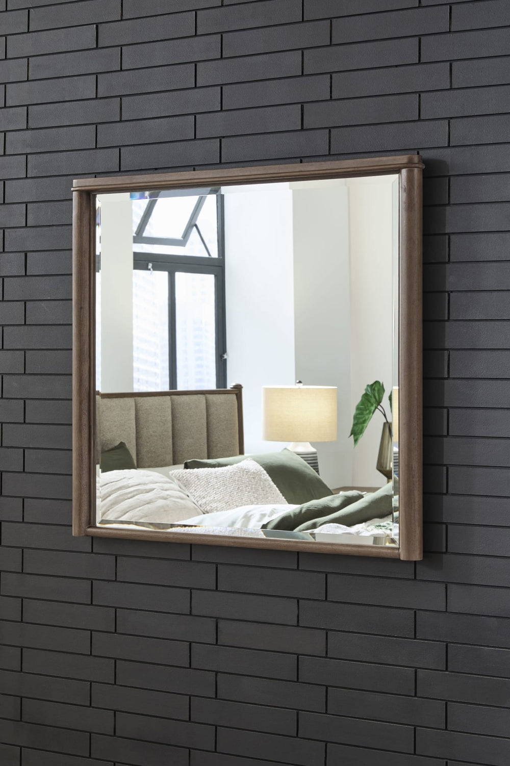Whitmore Dresser Mirror in Claystone — styled in a room
