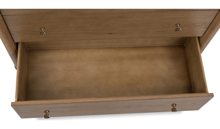 Whitmore Five Drawer Chest in Claystone — with drawers open