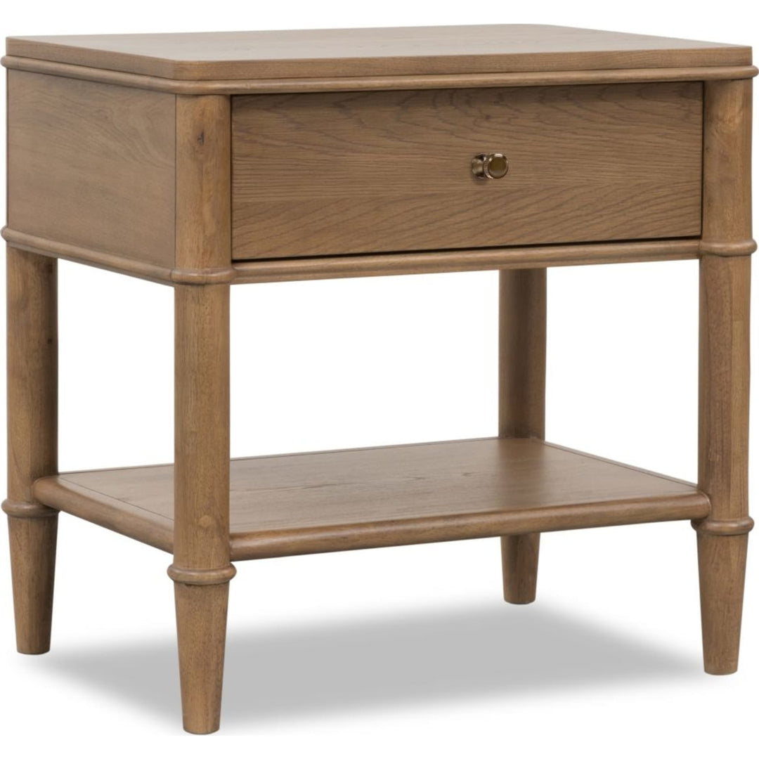 Whitmore One Drawer Nightstand with Cord Management in Claystone — on a white background