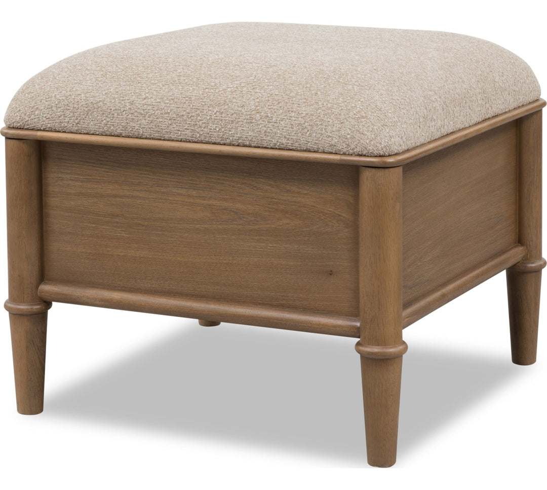 Whitmore Storage Ottoman in Claystone — on a white background