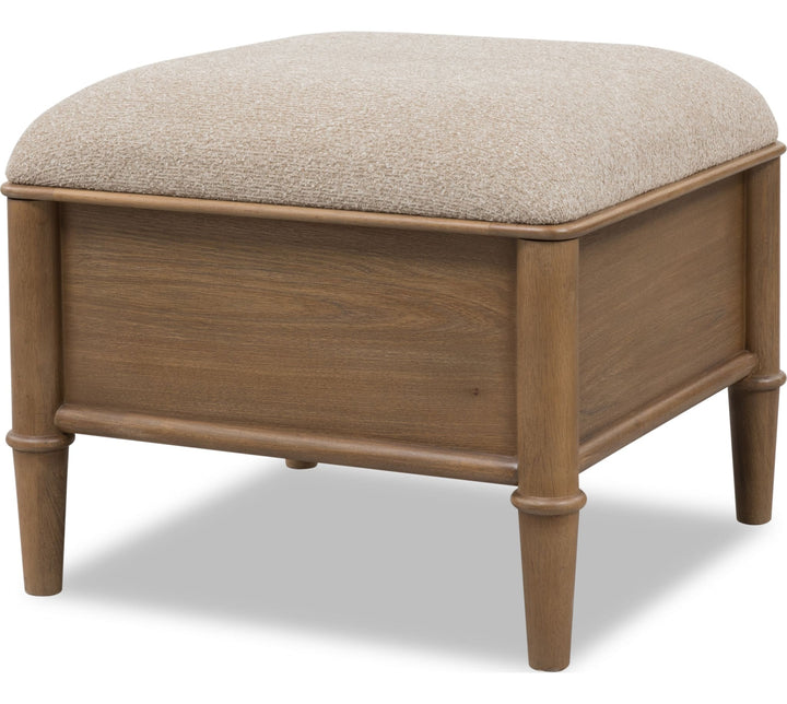 Whitmore Storage Ottoman in Claystone — on a white background