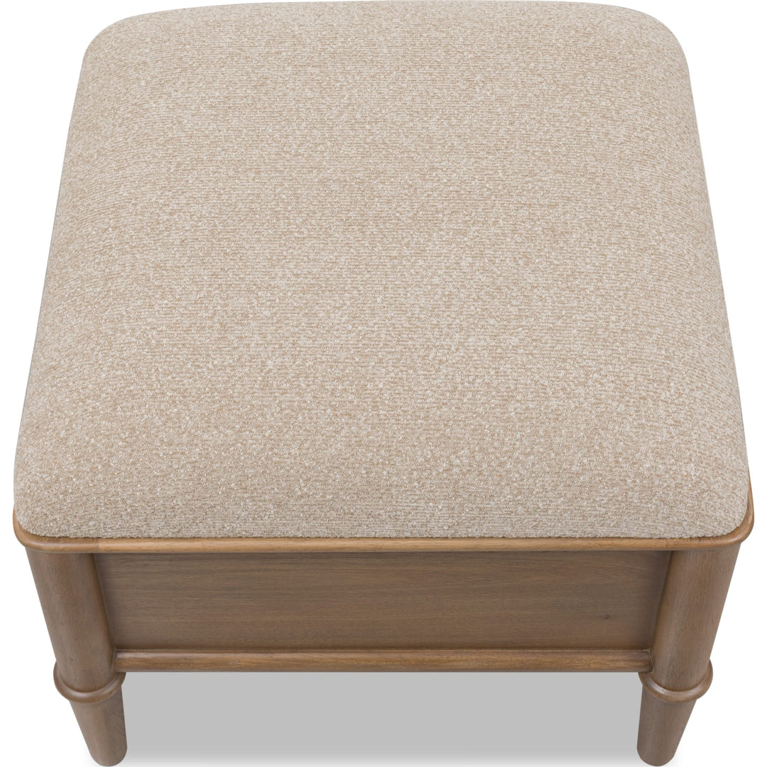 Whitmore Storage Ottoman in Claystone — on a white background