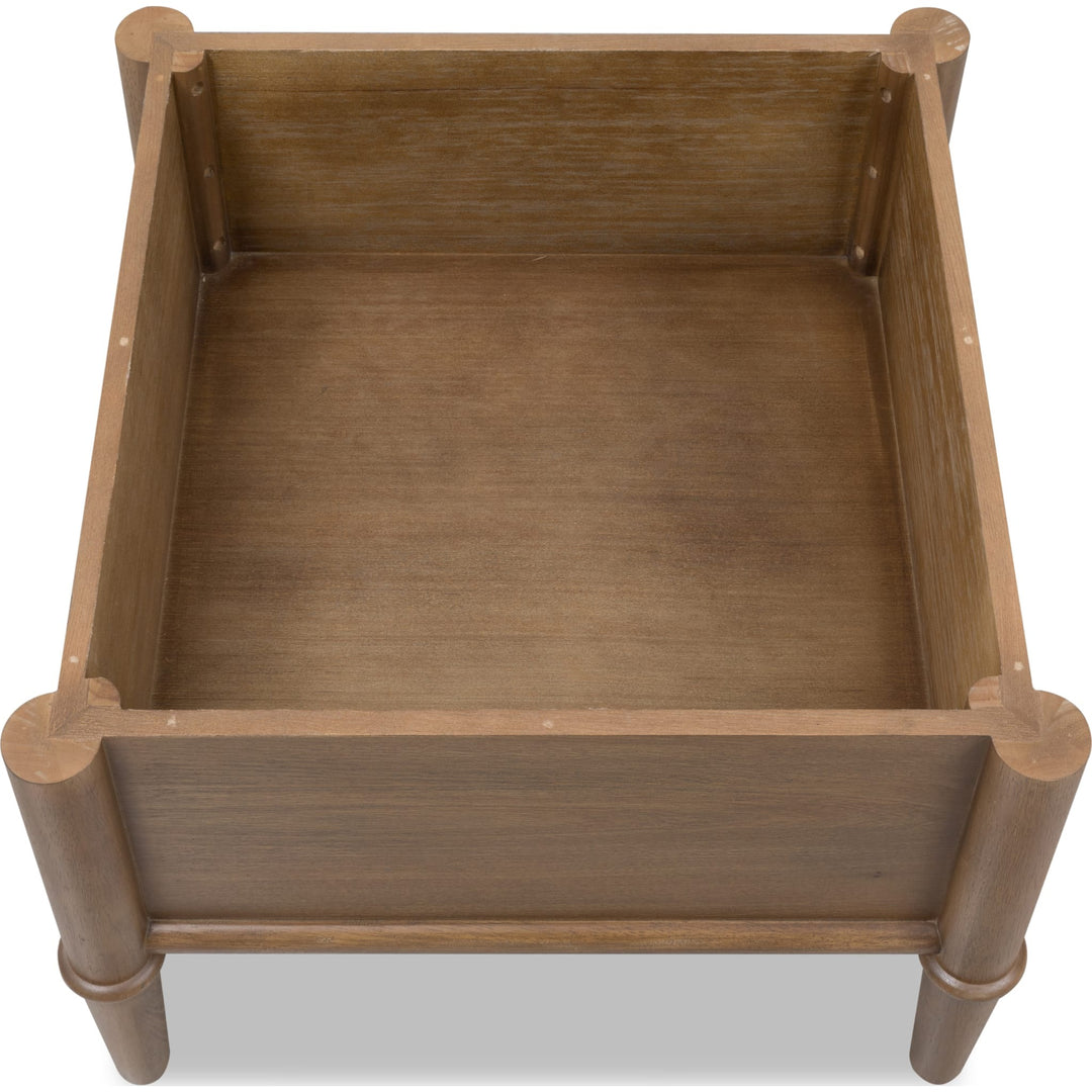 Whitmore Storage Ottoman in Claystone — with the storage lid open