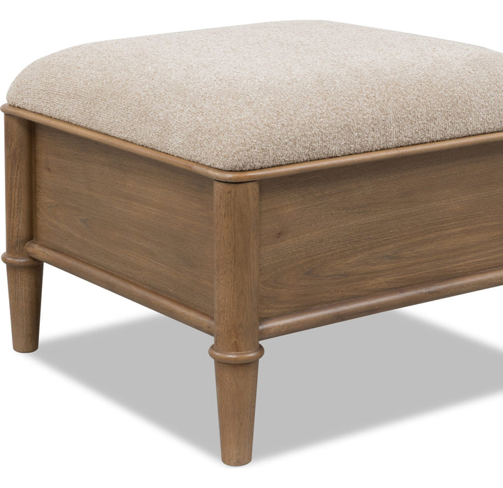 Whitmore Storage Ottoman in Claystone — on a white background