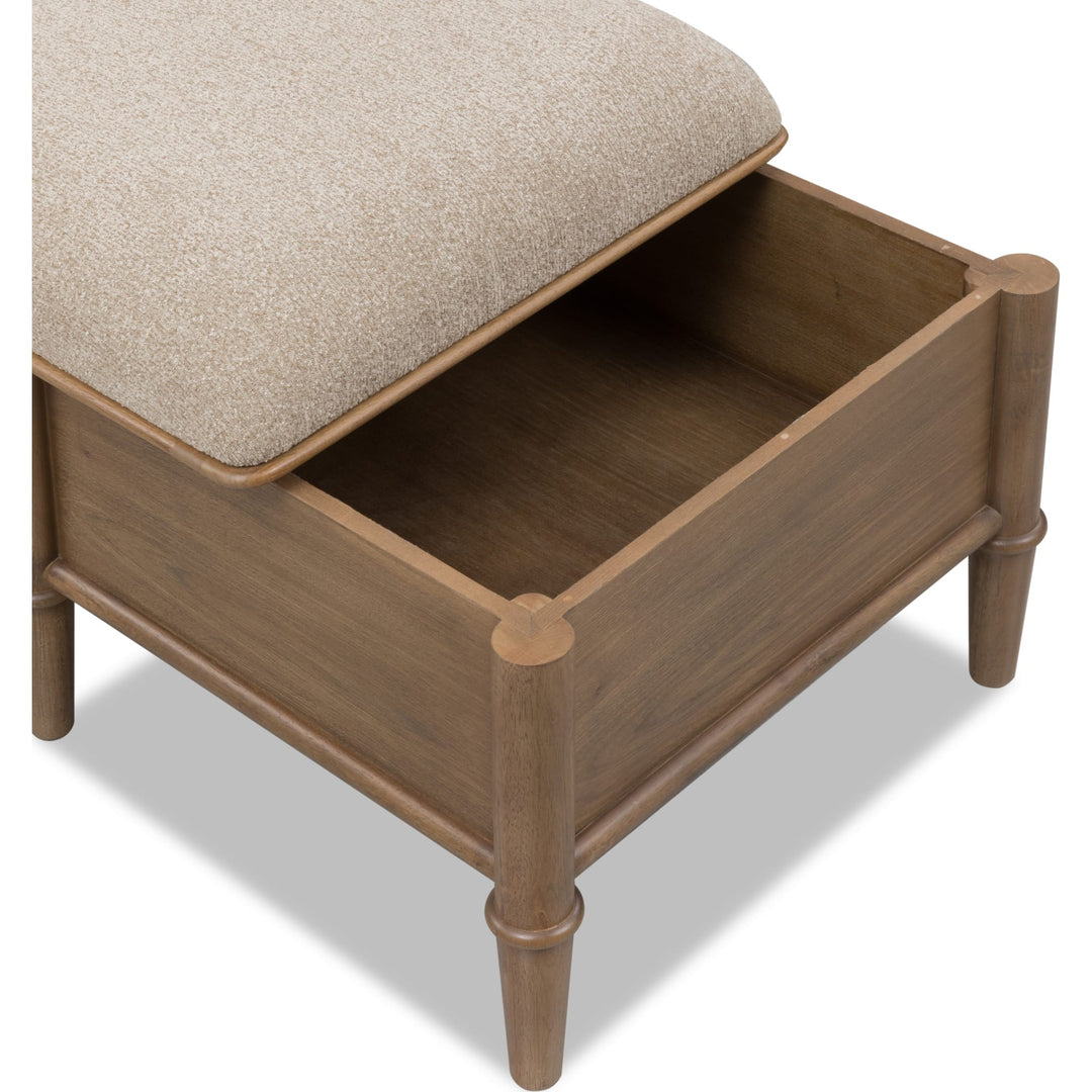 Whitmore Storage Ottoman in Claystone — with the storage lid open