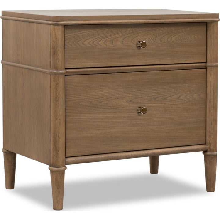 Whitmore Two Drawer Nightstand with Cord Management in Claystone — on a white background