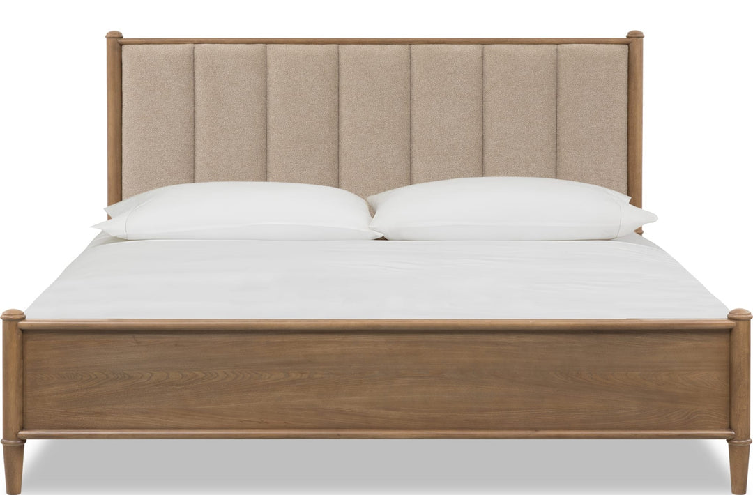 Whitmore Wood and Upholstered Bed — white background, front view