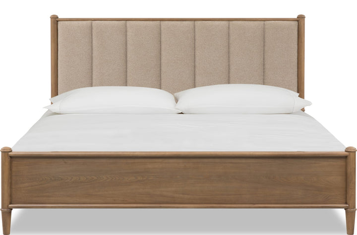 Whitmore Wood and Upholstered Bed — white background, front view