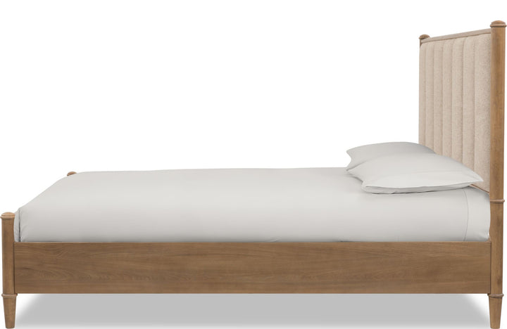 Whitmore Wood and Upholstered Bed — white background, side profile