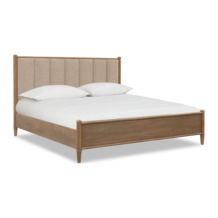 Whitmore Wood and Upholstered Bed by Modus — white background, angled view
