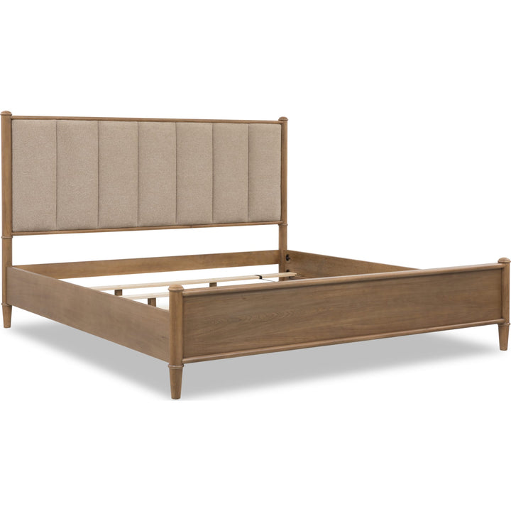 Whitmore Wood and Upholstered Bed — angled view without mattress