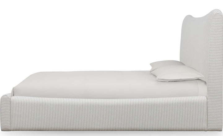Windham Upholstered Bed in Sage — white background, side profile