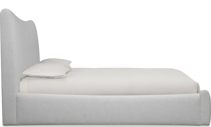 Windham Upholstered Bed in Whipped Honey — white background, side profile