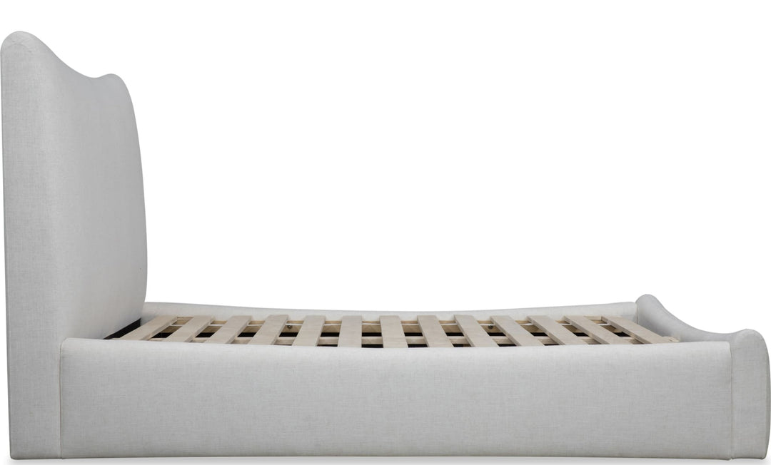 Windham Upholstered Bed in Whipped Honey — side view without mattress