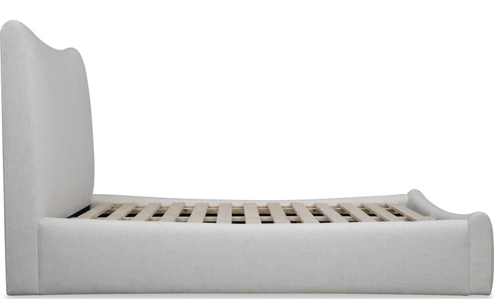 Windham Upholstered Bed in Whipped Honey — side view without mattress