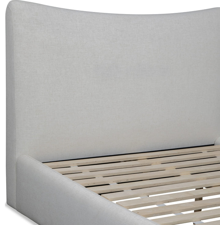 Windham Upholstered Bed in Whipped Honey — close-up of the headboard