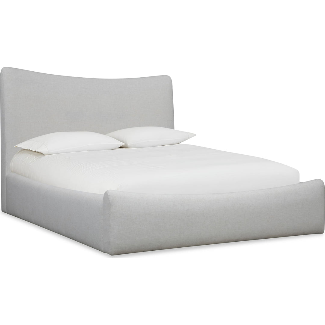 Windham Upholstered Bed in Whipped Honey — white background, angled view