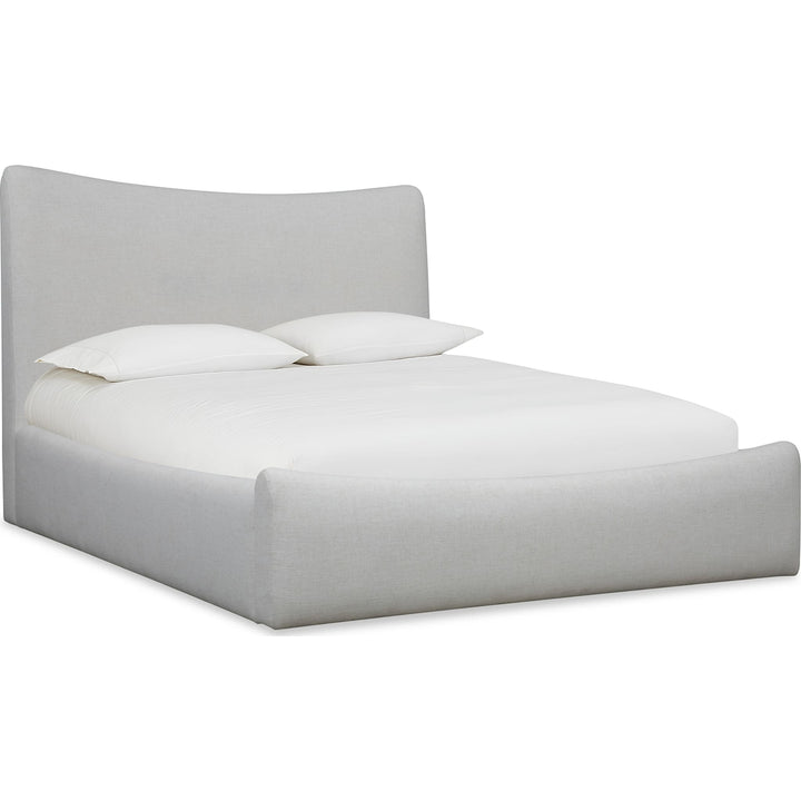 Windham Upholstered Bed in Whipped Honey — white background, angled view