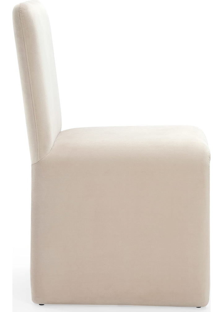 Winston Fully Upholstered Side Chair in Sand Velvet — product view on a white background