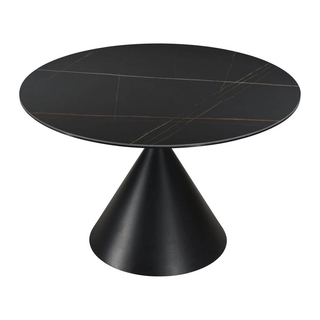 Winston Stone Top Round Dining Table by Modus in Black — product view on a white background