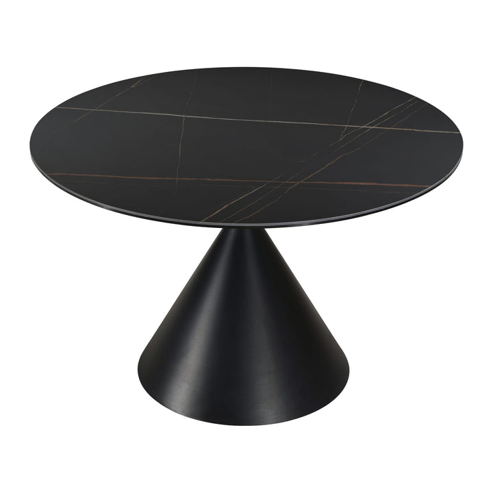 Winston Stone Top Round Dining Table by Modus in Black — product view on a white background