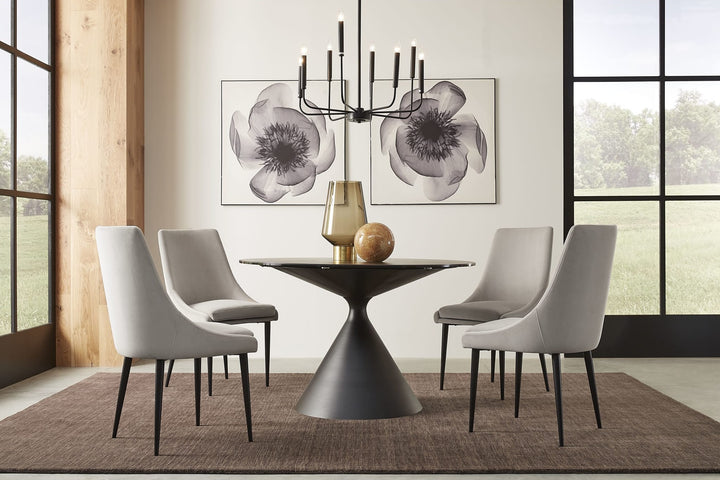 Winston Stone Top Round Dining Table in Black — lifestyle photo