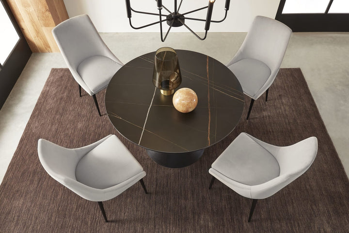 Winston Stone Top Round Dining Table in Black — lifestyle photo