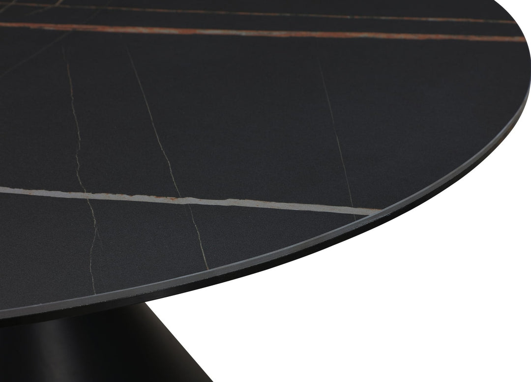 Winston Stone Top Round Dining Table in Black — lifestyle photo
