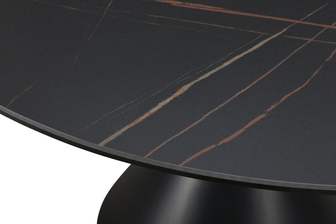 Winston Stone Top Round Dining Table in Black — lifestyle photo