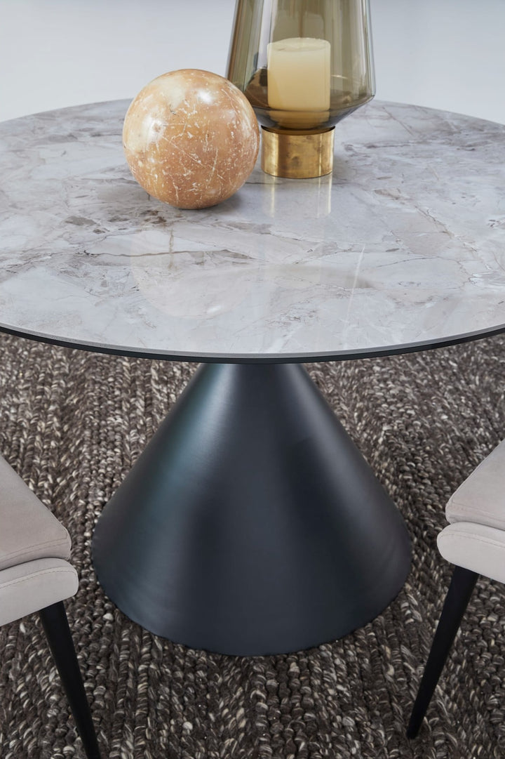 Winston Stone Top Round Dining Table in Grigio — lifestyle photo
