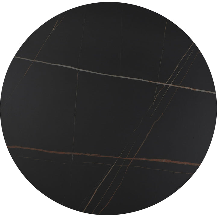 Winston Stone Top Round Dining Table in Black — product view on a white background