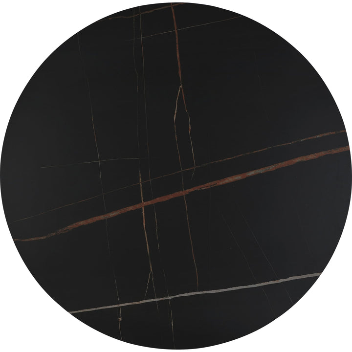 Winston Stone Top Round Dining Table in Black — product view on a white background