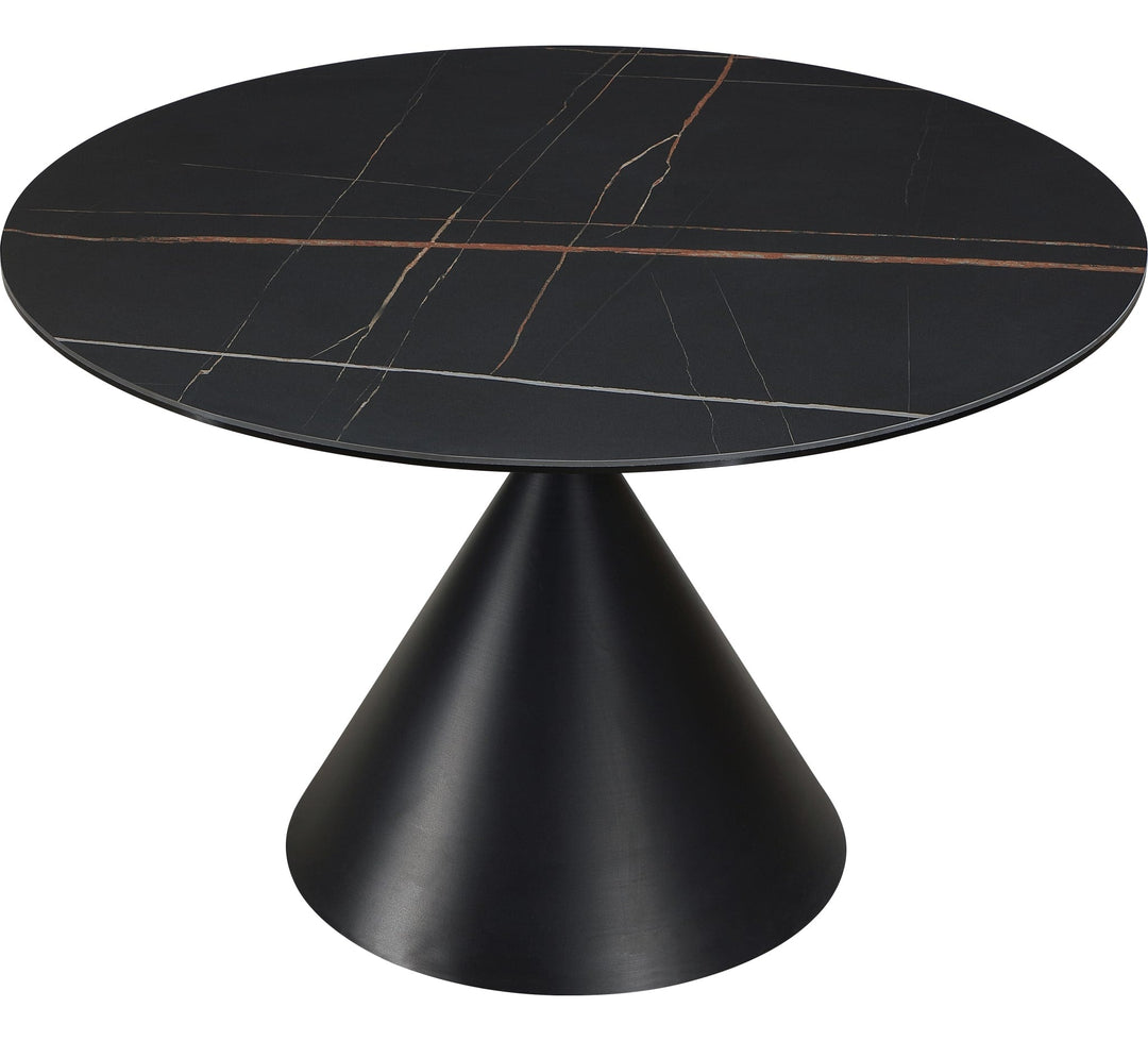 Winston Stone Top Round Dining Table in Black — product view on a white background