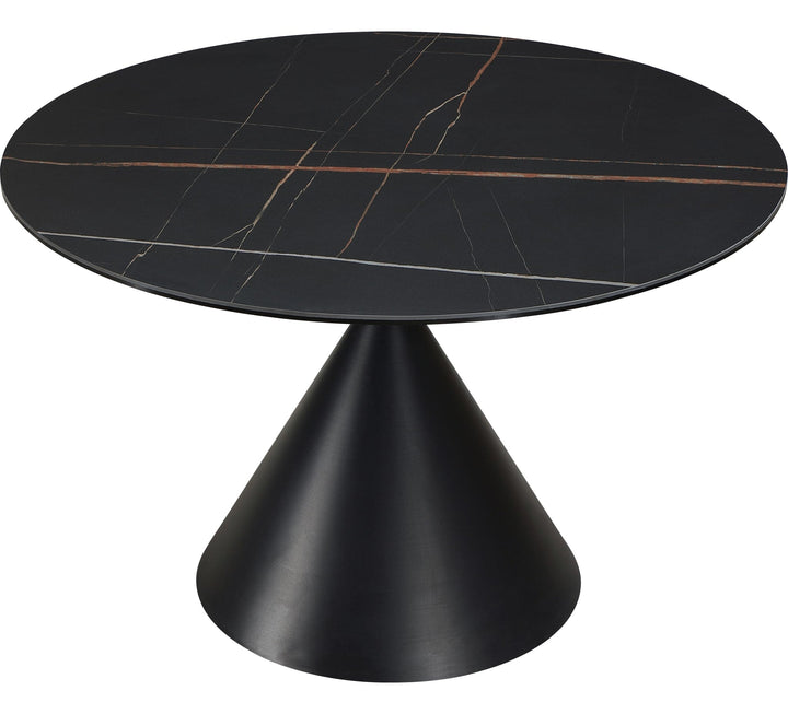 Winston Stone Top Round Dining Table in Black — product view on a white background