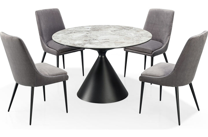 Winston Stone Top Round Dining Table in Grigio — product view on a white background