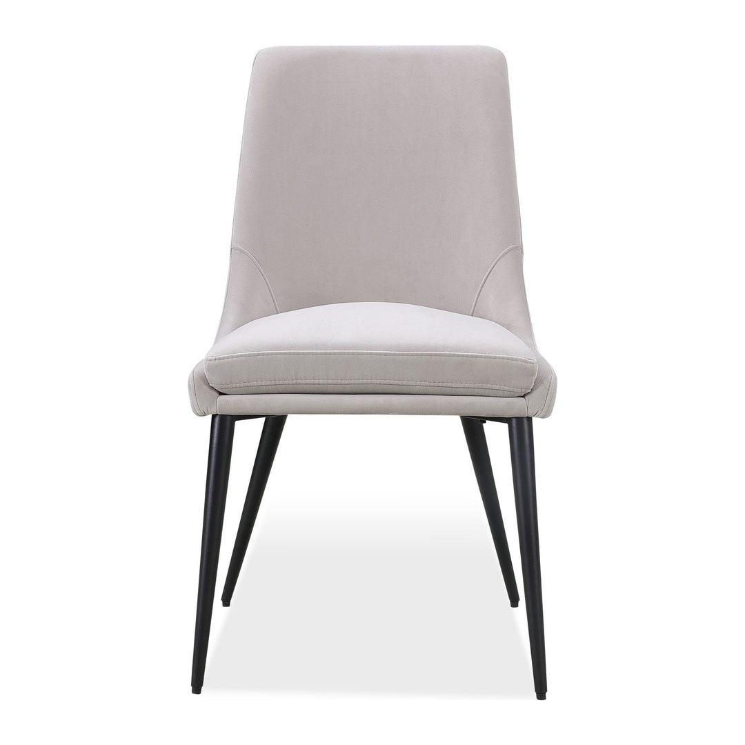 Winston Upholstered Metal Leg Dining Chair by Modus in Ash Grey and Black — product view on a white background