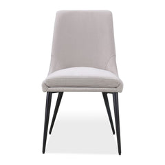 Winston Upholstered Metal Leg Dining Chair by Modus in Ash Grey and Black — product view on a white background