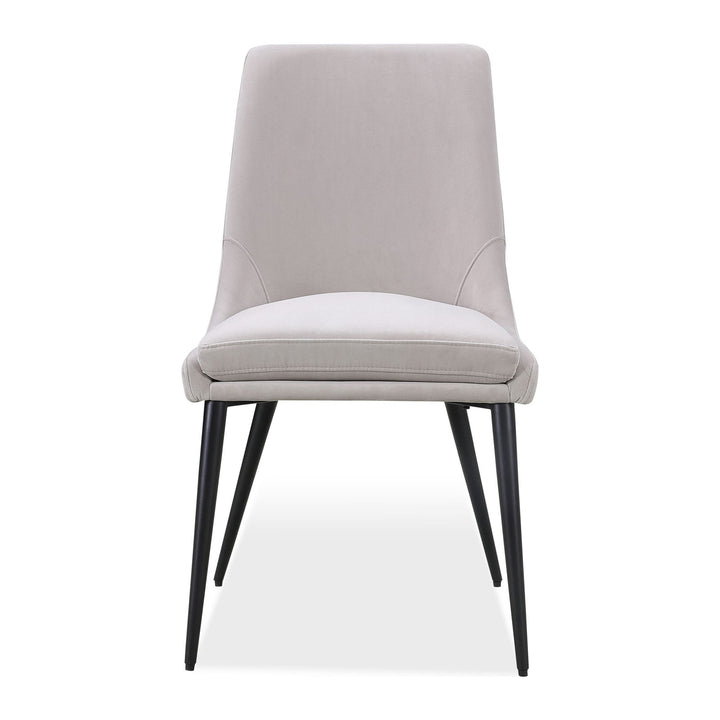 Winston Upholstered Metal Leg Dining Chair by Modus in Ash Grey and Black — product view on a white background