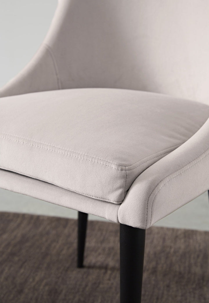 Winston Upholstered Metal Leg Dining Chair in Ash Grey and Black — lifestyle photo