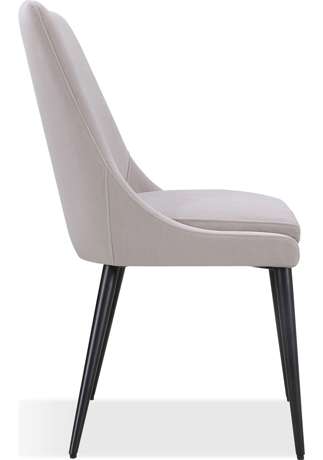 Winston Upholstered Metal Leg Dining Chair in Ash Grey and Black — product view on a white background
