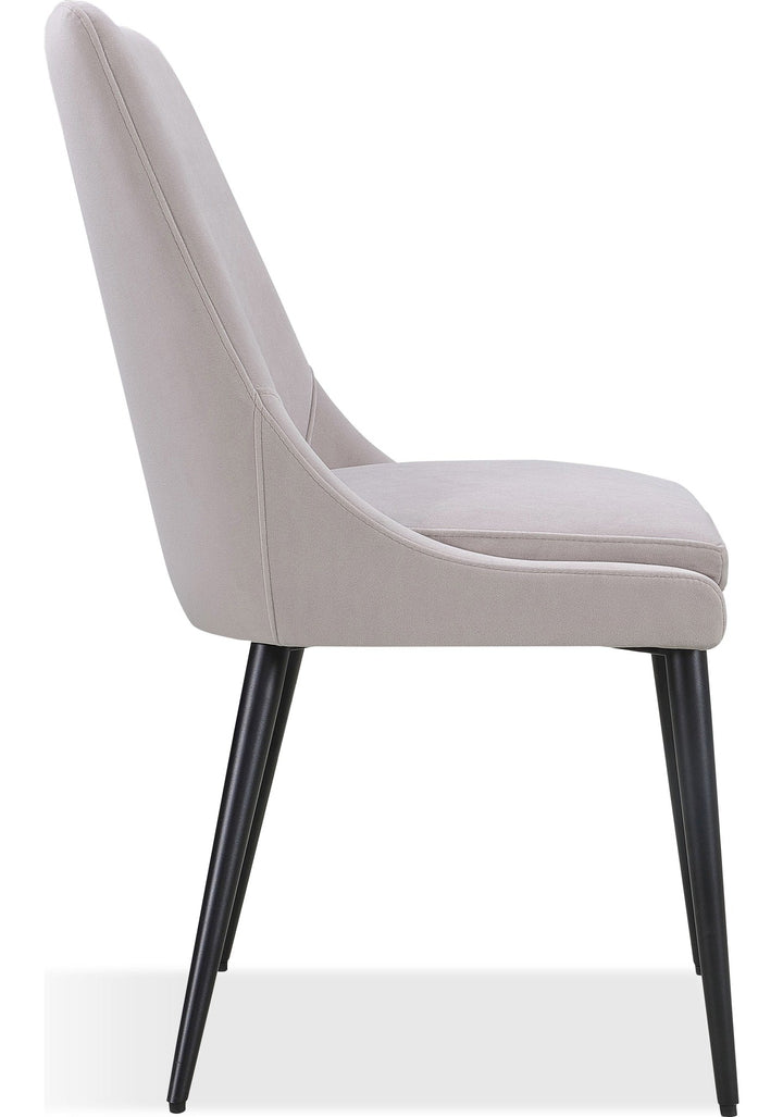 Winston Upholstered Metal Leg Dining Chair in Ash Grey and Black — product view on a white background