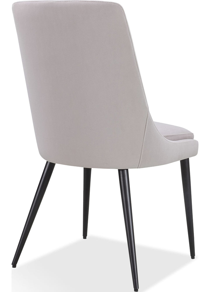 Winston Upholstered Metal Leg Dining Chair in Ash Grey and Black — product view on a white background