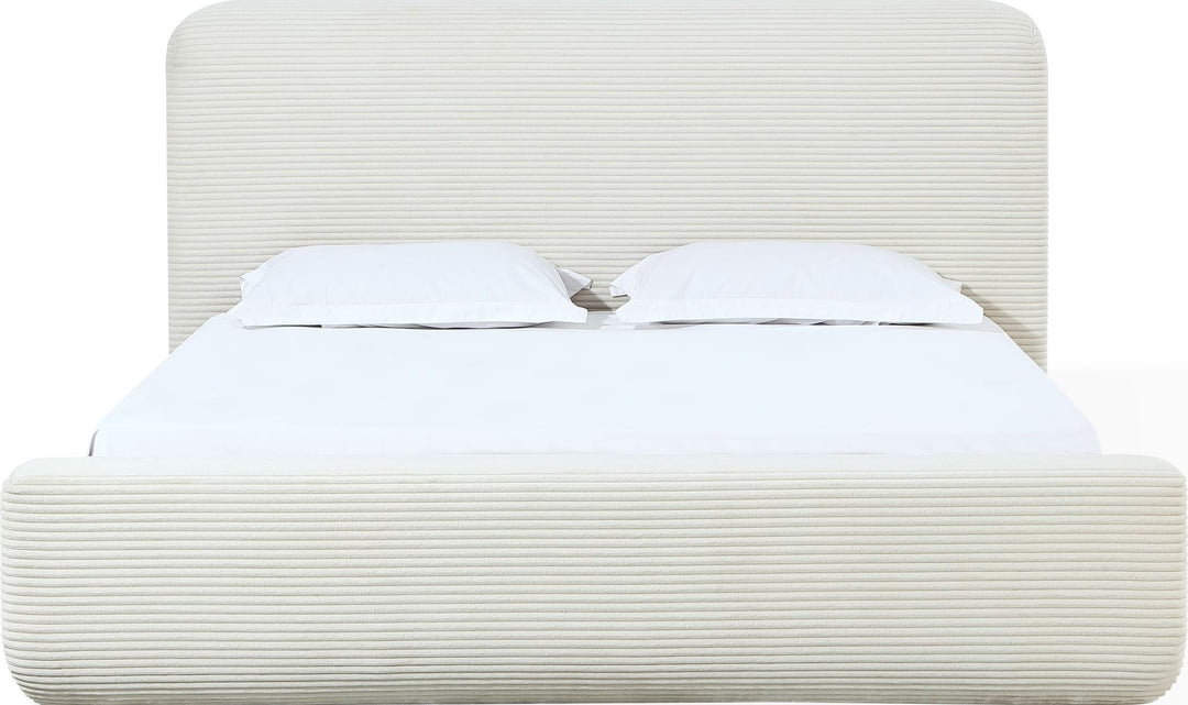 Wisteria Upholstered Platform Bed in Frosty Corduroy — white background, front view