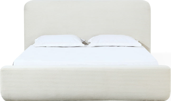 Wisteria Upholstered Platform Bed in Frosty Corduroy — white background, front view