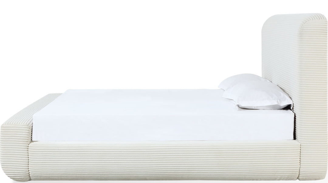Wisteria Upholstered Platform Bed in Frosty Corduroy — white background, side profile