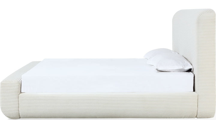 Wisteria Upholstered Platform Bed in Frosty Corduroy — white background, side profile