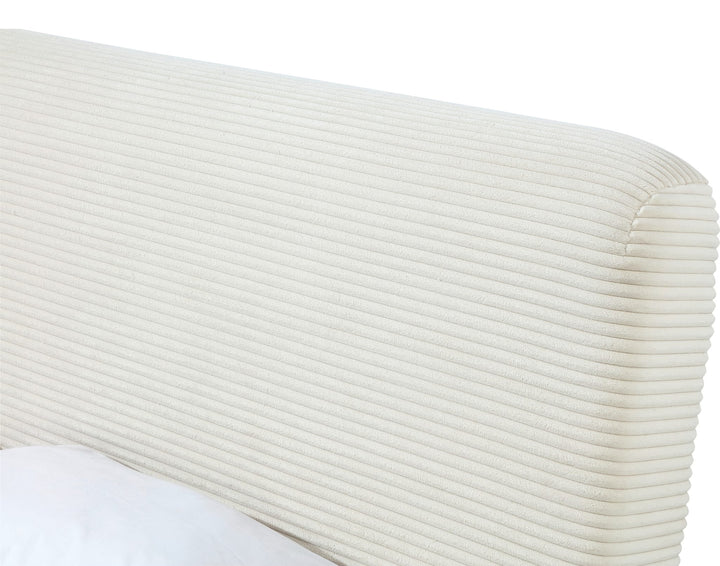 Wisteria Upholstered Platform Bed in Frosty Corduroy — close-up of the corduroy upholstery