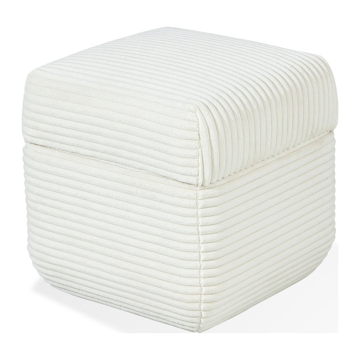 Wisteria Upholstered Storage Ottoman by Modus in Frosty Corduroy — on a white background