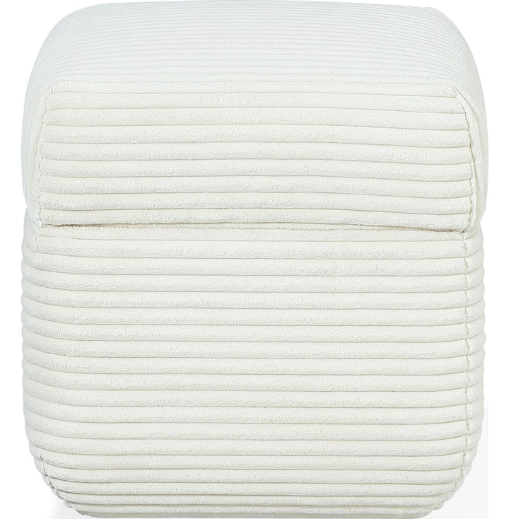 Wisteria Upholstered Storage Ottoman in Frosty Corduroy — on a white background